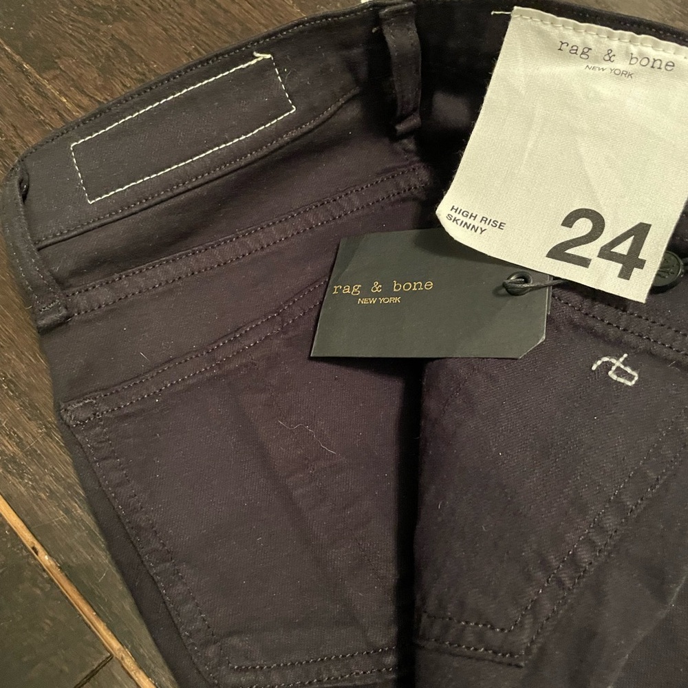 Rag & Bone Skinny Dark Black High Waste Denim Jeans size 24